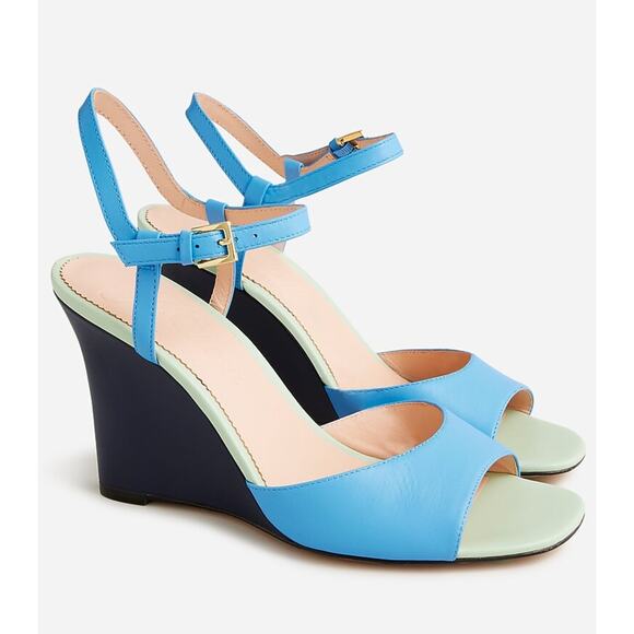 J. Crew Shoes - Women's J.Crew Bianca Colorblock Leather Ankle-Strap Wedges size 8 Retro Boho